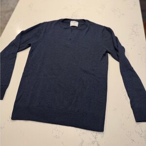 Men's Henley navy blue cotton sweater TALL